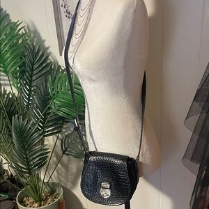 Liz Claiborne Black Croc-Embossed Crossbody Bag